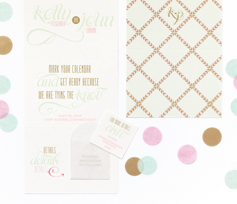 Mint and Pink Save the Date | Coral Pheasant